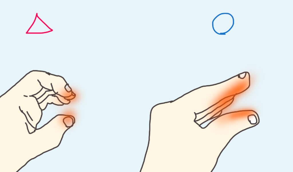 指先よりも指のおなかで押した方がソフトな押し心地で効果がある