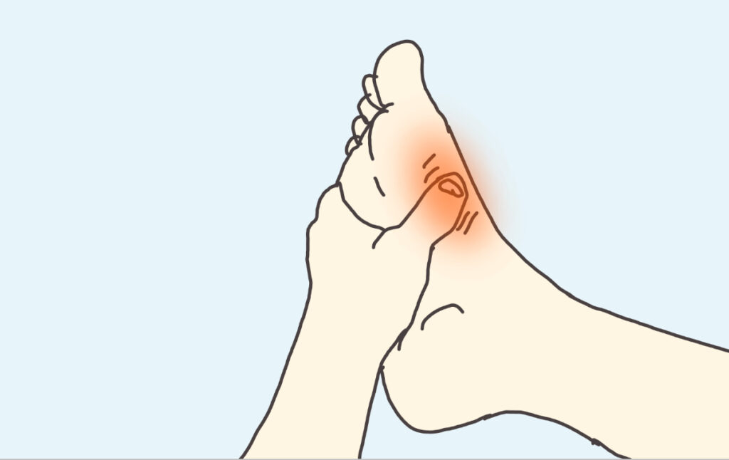 足裏のすこし内側を親指で押している