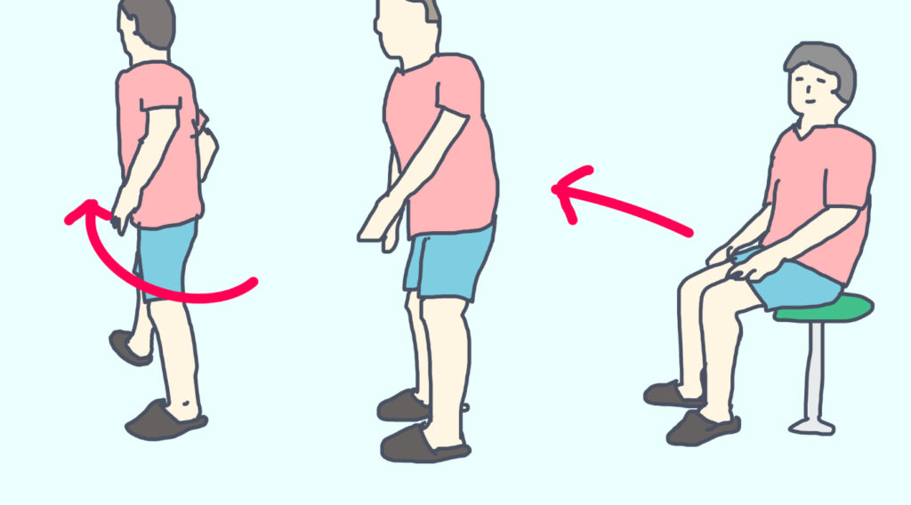 例として、左足を外側にひねる辛い人は、立ち上がって右方向に行くときに注意が必要です、
