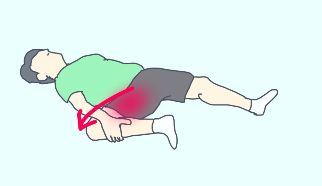内転筋のストレッチ 寝て行う